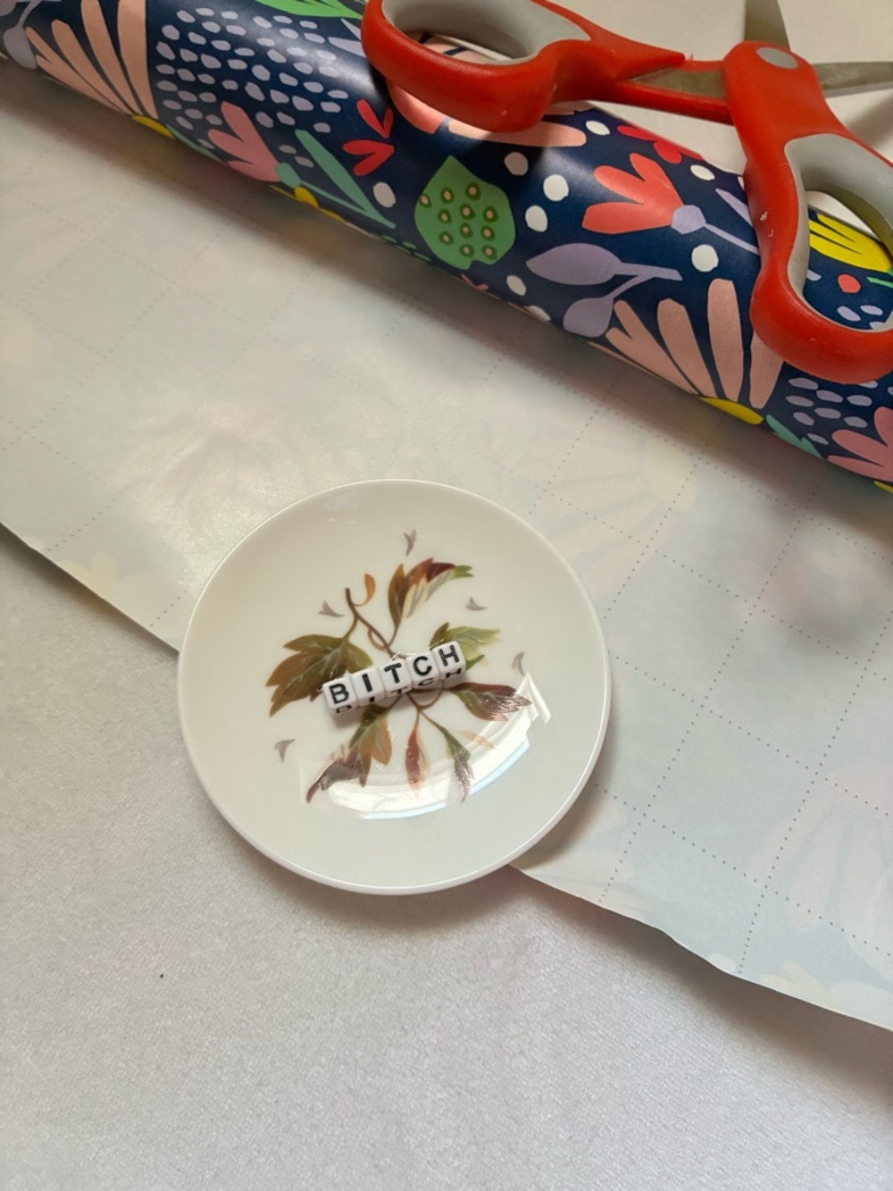 Vintage Floral Mini Plate | Funny Trinket Dish | Cottagecore Decor - Picture 8 of 8